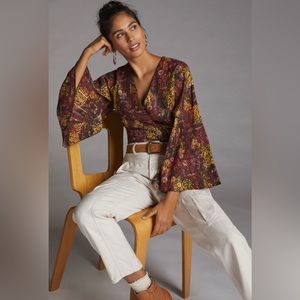 Floral Bell Sleeve Wrap Top